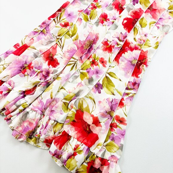 Z STUDIO Watercolor Floral Shift Dress SZ 12 Ruffled Semi-Sheer Pretty Feminine - Picture 9 of 11